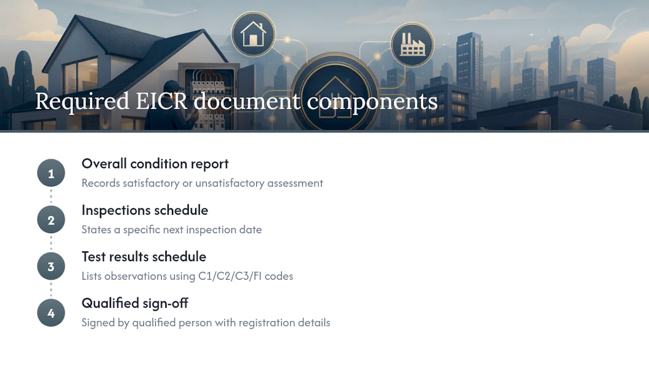 Three required components of an EICR report